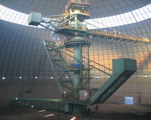 Circulaire stapelaar met zijwaartse invoer en terugwinning aan de bovenzijde